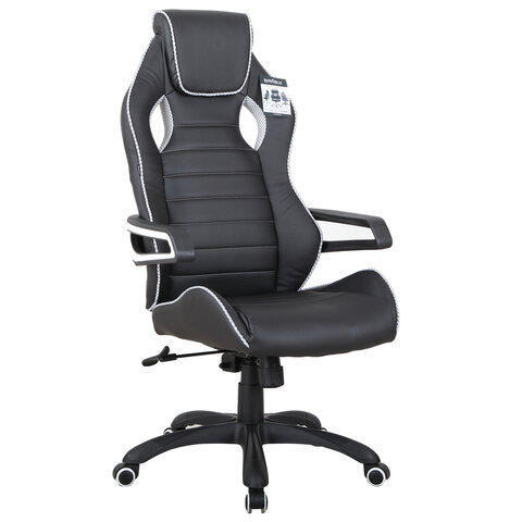 Кресло компьютерное "Techno Pro GM-003", экокожа, черное/серое, вставки серые