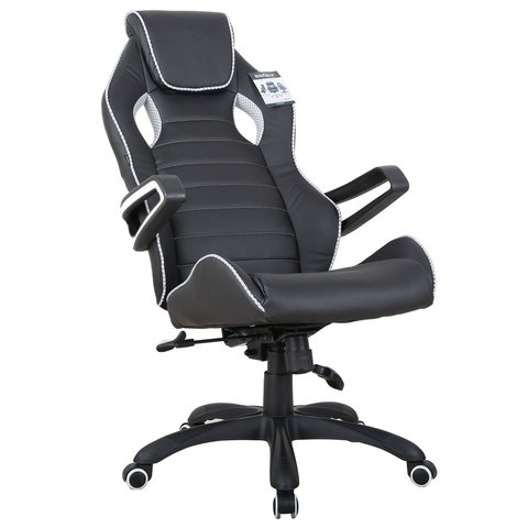 Кресло компьютерное "Techno Pro GM-003", экокожа, черное/серое, вставки серые