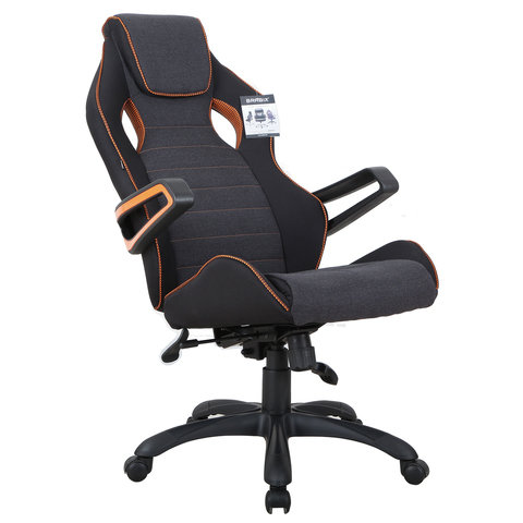 Кресло компьютерное "Techno Pro GM-003", ткань, черное/серое, вставки оранжевые