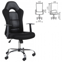 Кресло офисное "Fusion EX-560", экокожа/ткань, хром, черное