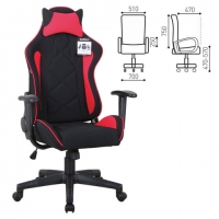 Кресло компьютерное "GT Racer GM-101", подушка, ткань, черное/красное
