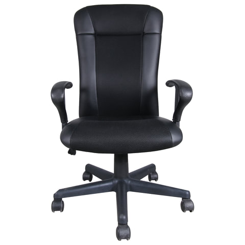 Кресло "Optima MG-370", с подлокотниками, экокожа/ткань, черное
