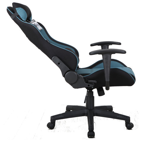 Кресло компьютерное "GT Racer GM-100", две подушки, ткань, черное/голубое