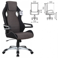 Кресло компьютерное "Techno GM-002", ткань, черное/серое, вставки белые