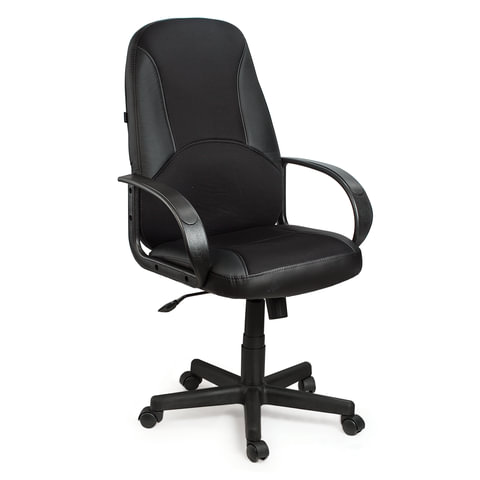 Кресло офисное "City EX-512", кожзаменитель черный, ткань черная, TW