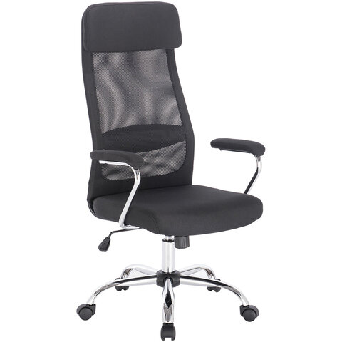Кресло офисное "Flight EX-540", хром, ткань, сетка, черное