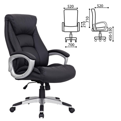 Кресло офисное "Grand EX-500", натуральная кожа, черное