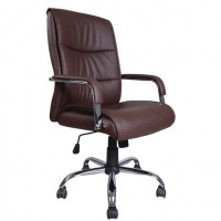Кресло офисное "Space EX-508", экокожа, хром, коричневое