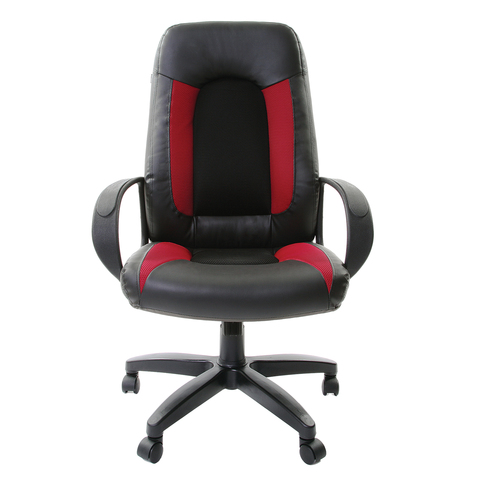 Кресло офисное "Strike EX-525", экокожа черная, ткань черная/бордовая, TW