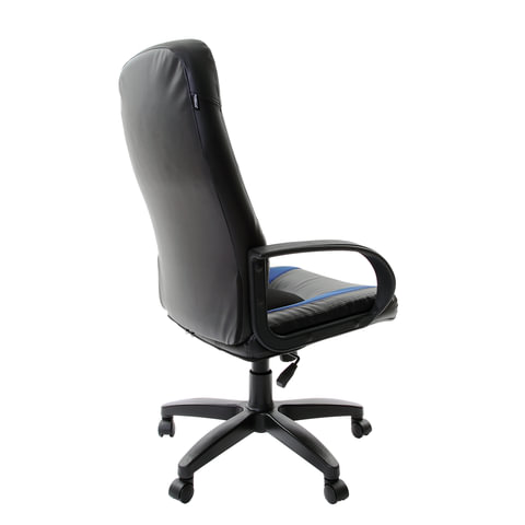 Кресло офисное "Strike EX-525", экокожа черная, ткань черная/синяя, TW