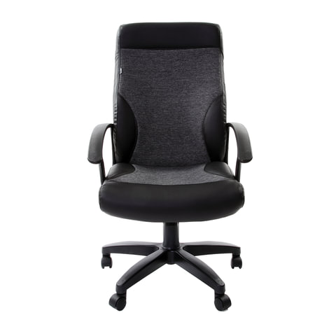 Кресло офисное "Trust EX-535", экокожа черная, ткань серая