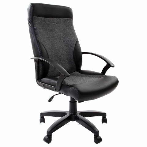 Кресло офисное "Trust EX-535", экокожа черная, ткань серая
