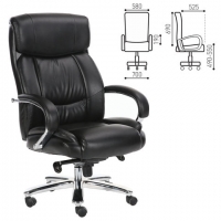 Кресло офисное PREMIUM "Direct EX-580", хром, рециклированная кожа, черное
