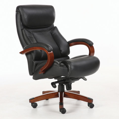 Кресло офисное PREMIUM "Infinity EX-707", дерево, натуральная кожа, черное