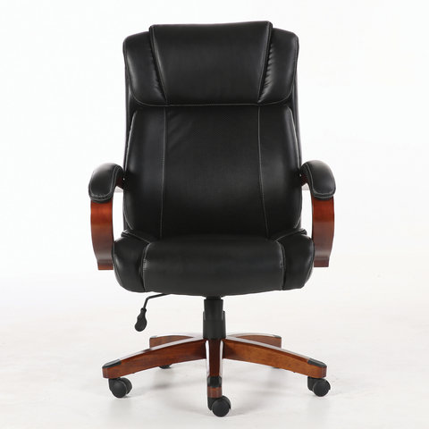 Кресло офисное PREMIUM "Magnum EX-701", дерево, рециклированная кожа, черное