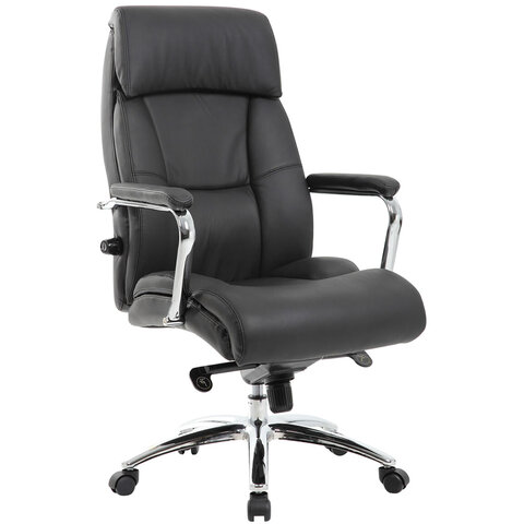 Кресло офисное PREMIUM "Phaeton EX-502", натуральная кожа, хром, черное