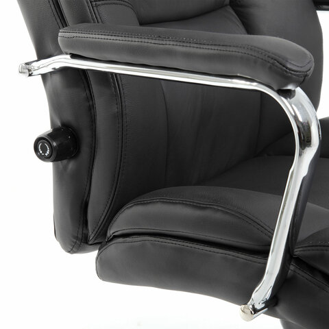 Кресло офисное PREMIUM "Phaeton EX-502", натуральная кожа, хром, черное