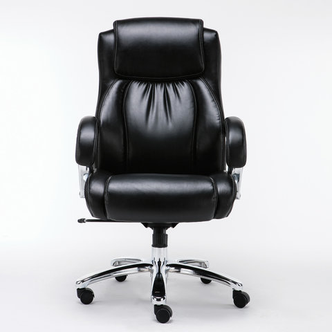 Кресло офисное PREMIUM "Status HD-003", нагрузка до 250 кг, рециклированная кожа, хром, черное