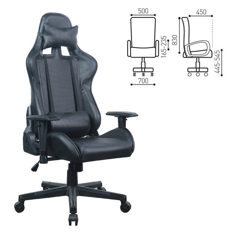 Кресло компьютерное "GT Carbon GM-115", две подушки, экокожа, черное