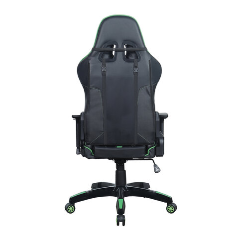 Кресло компьютерное "GT Carbon GM-120", две подушки, экокожа, черное/зеленое