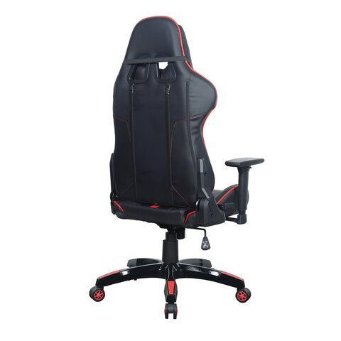 Кресло компьютерное "GT Carbon GM-120", две подушки, экокожа, черное/красное