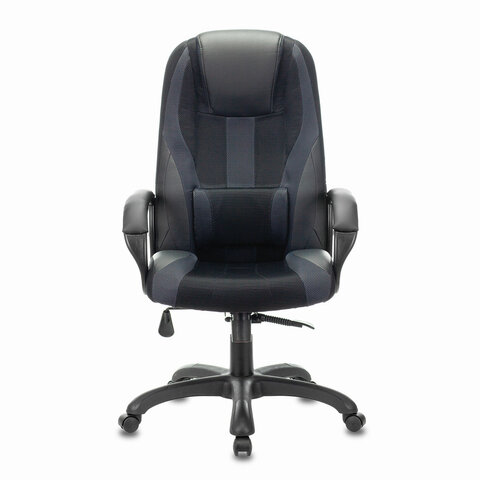 Кресло компьютерное PREMIUM "Rapid GM-102", НАГРУЗКА 180 кг, экокожа/ткань, черное/серое