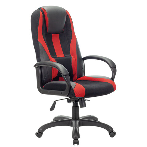 Кресло компьютерное PREMIUM "Rapid GM-102", НАГРУЗКА 180 кг, экокожа/ткань, черное/красное