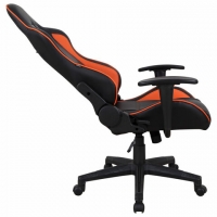 Кресло компьютерное "GT Racer GM-100", две подушки, экокожа, черное/оранжевое