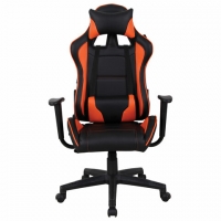 Кресло компьютерное "GT Racer GM-100", две подушки, экокожа, черное/оранжевое