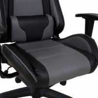 Кресло компьютерное"GT Racer GM-100", две подушки, экокожа, черное/серое