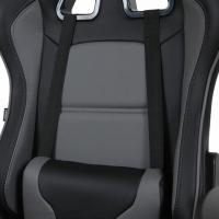 Кресло компьютерное"GT Racer GM-100", две подушки, экокожа, черное/серое