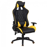 Кресло компьютерное "GT Master GM-110", две подушки, экокожа, черное/желтое
