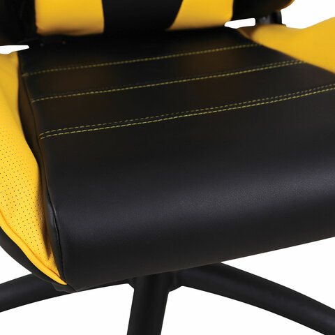 Кресло компьютерное "GT Master GM-110", две подушки, экокожа, черное/желтое