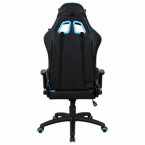 Кресло компьютерное "GT Master GM-110", две подушки, экокожа, черное/голубое
