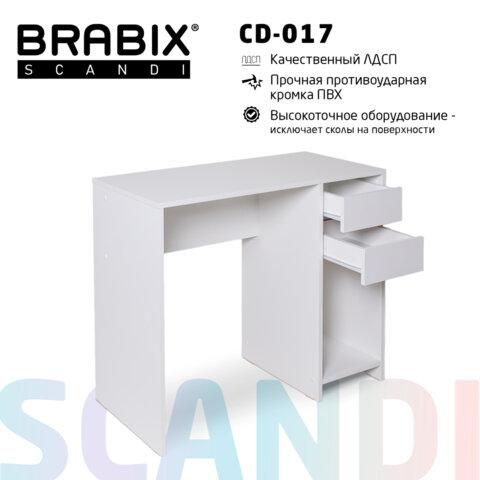 Стол письменный/компьютерный "Scandi CD-017", 900х450х750 мм, 2 ящика, белый