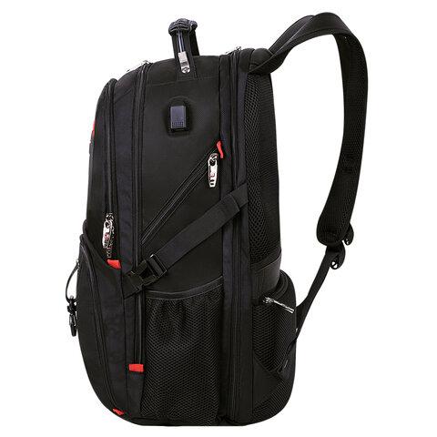 Рюкзак UPGRADE Max, 3 отделения, отделение для ноутбука, USB-порт, UP-5, черный, 49х34х24 см
