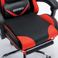 Кресло компьютерное "Dexter GM-135", подножка, две подушки, экокожа, черное/красное