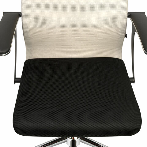 Кресло офисное PREMIUM "Ultimate EX-801" хром, плотная двойная сетка Х2, черное/бежевое