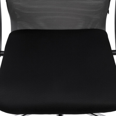 Кресло офисное PREMIUM "Ultimate EX-801" хром, плотная двойная сетка Х2, черное/серое