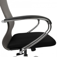 Кресло офисное PREMIUM "Ultimate EX-800" хром, плотная двойная сетка Х2, черное/серое