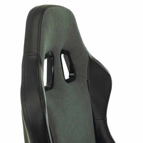 Кресло компьютерное "Striker GM-121", синхромеханизм,2 подушки, экокожа/велюр, черное/серое