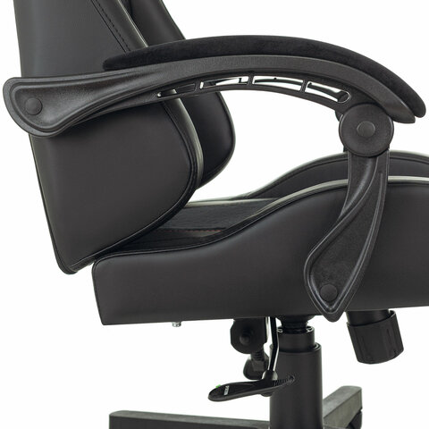 Кресло компьютерное "Striker GM-121", синхромеханизм, 2 подушки, экокожа/велюр, черное