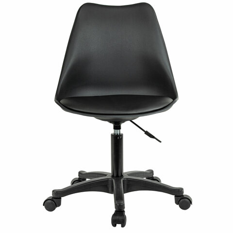 Кресло стул "Eames MG-310 PL", пластик черный, экокожа черная