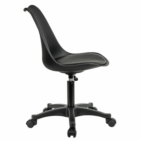 Кресло стул BRABIX "Eames MG-310 PL", пластик черный, экокожа черная