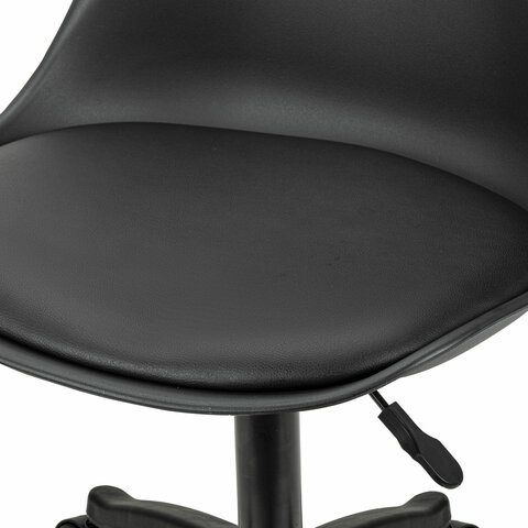 Кресло стул BRABIX "Eames MG-310 PL", пластик черный, экокожа черная