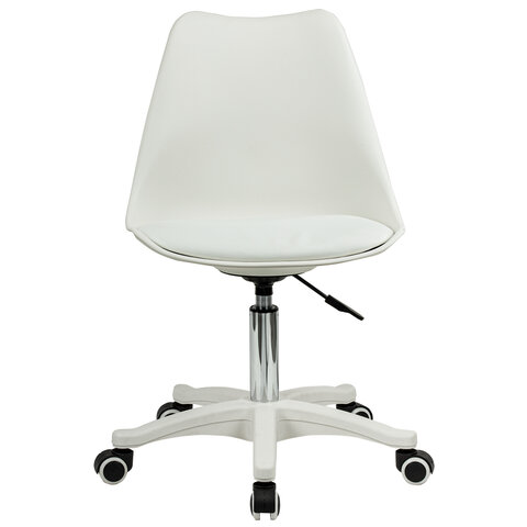 Кресло стул "Eames MG-310 PL", пластик белый, экокожа белая