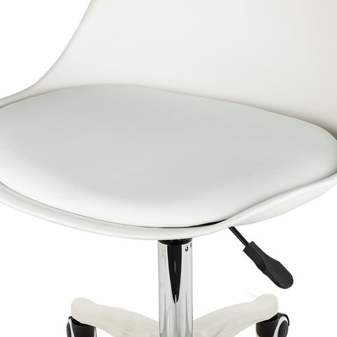 Кресло стул BRABIX "Eames MG-310 PL", пластик белый, экокожа белая