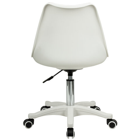 Кресло стул BRABIX "Eames MG-310 PL", пластик белый, экокожа белая