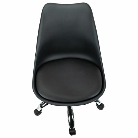 Кресло стул "Eames MG-310 CH", хром, пластик черный, экокожа черная