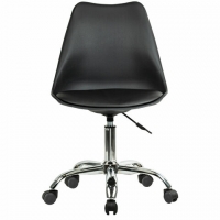 Кресло стул "Eames MG-310 CH", хром, пластик черный, экокожа черная